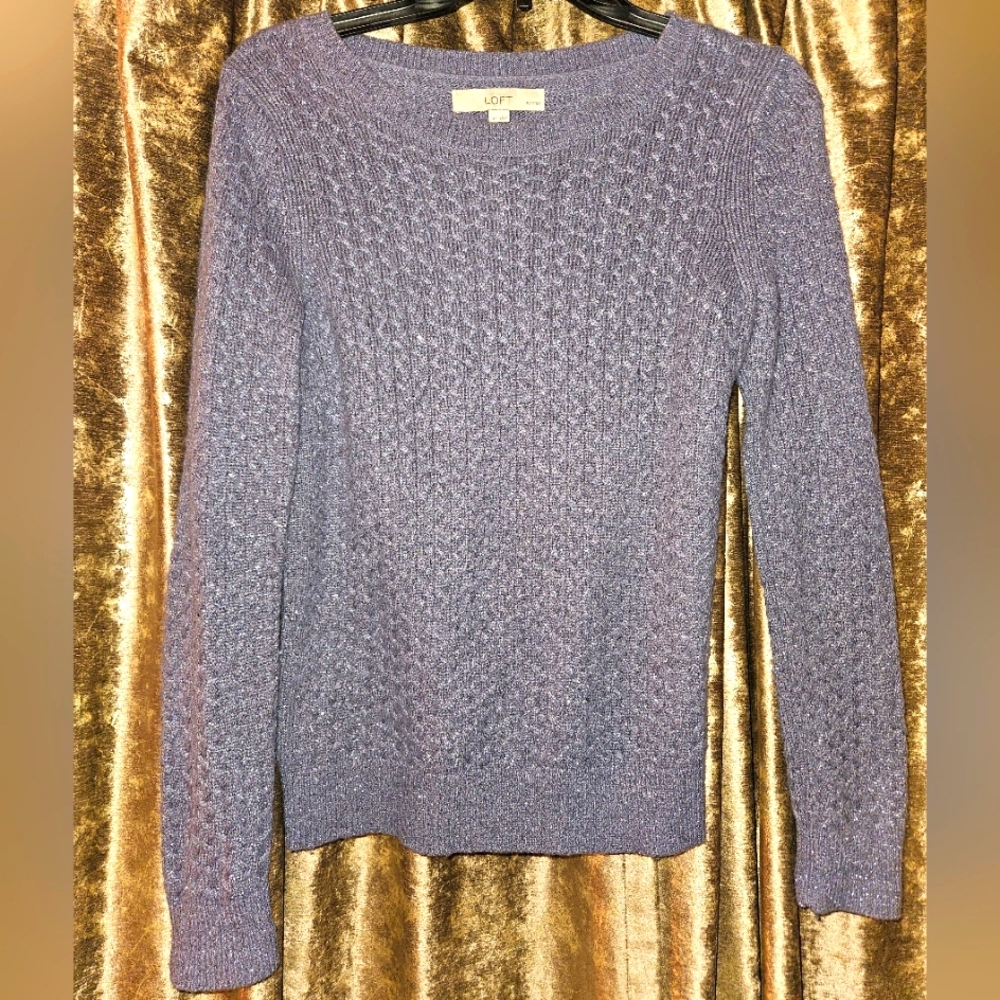 LOFT - SOFT Grey Shimmered Long Sleeved Womans Sweater